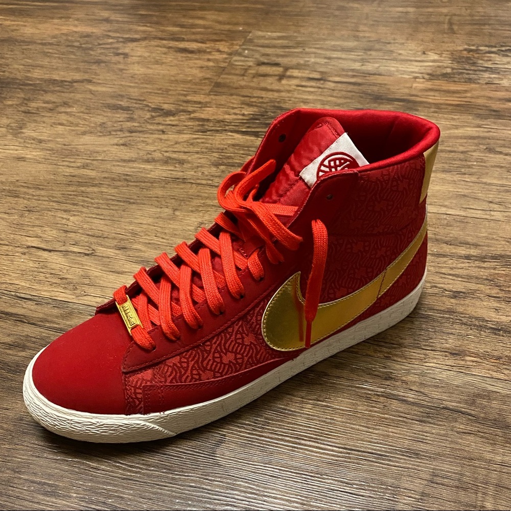 Red and Gold Nike Hightops